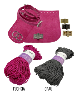 Häkelset für Tasche Vivien in fuchsia mit Basic Cord Garn