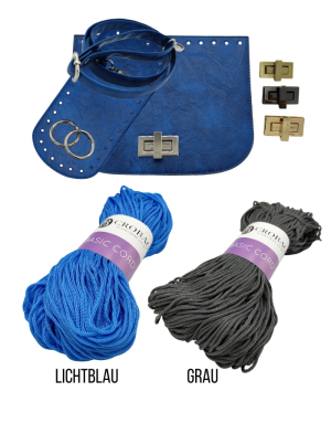 Häkelset für Tasche Vivien in himmelblau mit Basic Cord Garn