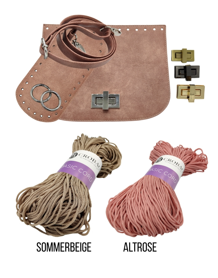 Häkelset für Tasche Vivien in altrose mit Basic Cord Garn