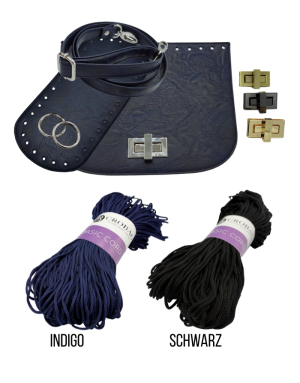 Häkelset für Tasche Vivien in blau mit Basic Cord Garn