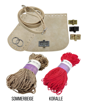 Häkelset für Tasche Vivien in creme mit Basic Cord Garn