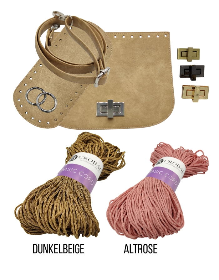 Häkelset für Tasche Vivien in beige mit Basic Cord Garn