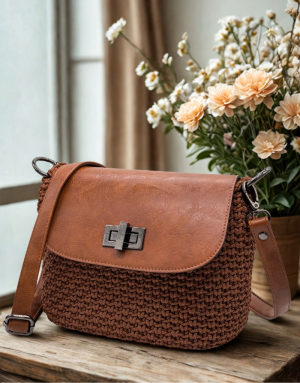Häkelset für Tasche Vivien in camel mit Basic Cord Garn