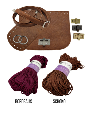 Häkelset für Tasche Vivien in coffee mit Basic Cord Garn