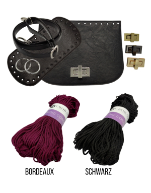 Häkelset für Tasche Vivien in schwarz mit Basic Cord Garn