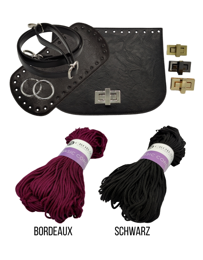 Häkelset für Tasche Vivien in schwarz mit Basic Cord Garn