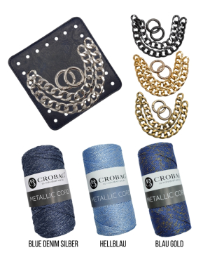 Häkelset für Tasche Romy mit Metallic Cord Garn