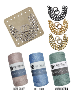 Häkelset für Tasche Romy mit Metallic Cord Garn