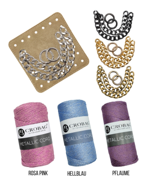 Häkelset für Tasche Romy mit Metallic Cord Garn