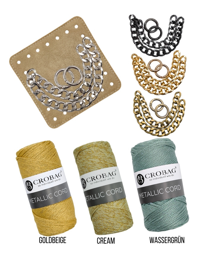 Häkelset für Tasche Romy mit Metallic Cord Garn