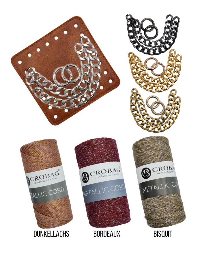 Häkelset für Tasche Romy mit Metallic Cord Garn