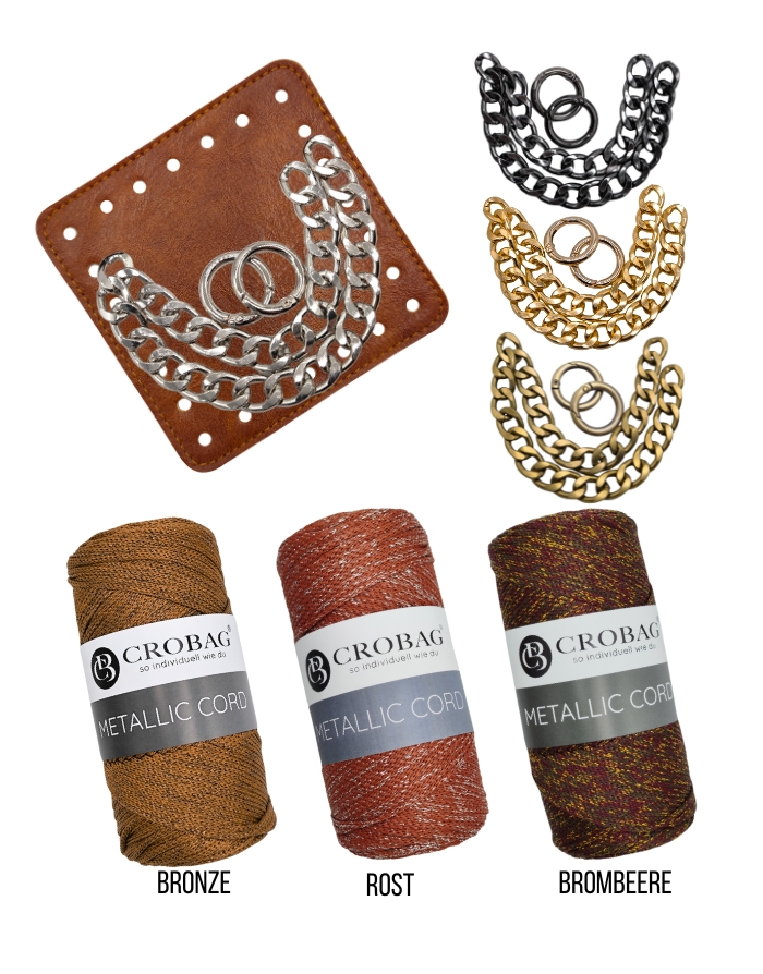 Häkelset für Tasche Romy mit Metallic Cord Garn