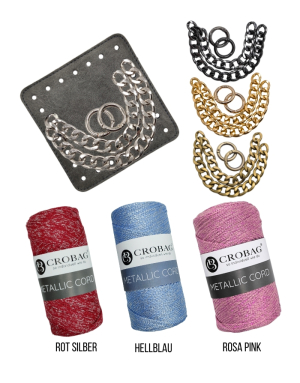 Häkelset für Tasche Romy mit Metallic Cord Garn