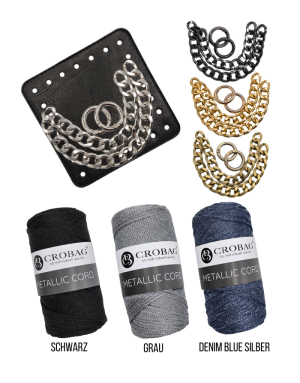 Häkelset für Tasche Romy mit Metallic Cord Garn