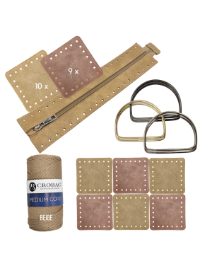 Häkelset für Tasche Patrizia in beige mit Medium Cord Garn