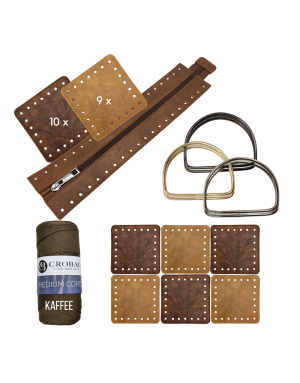 Häkelset für Tasche Patrizia in coffee mit Medium Cord Garn