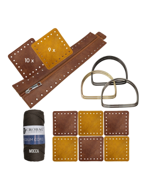 Häkelset für Tasche Patrizia in cognac mit Medium Cord Garn