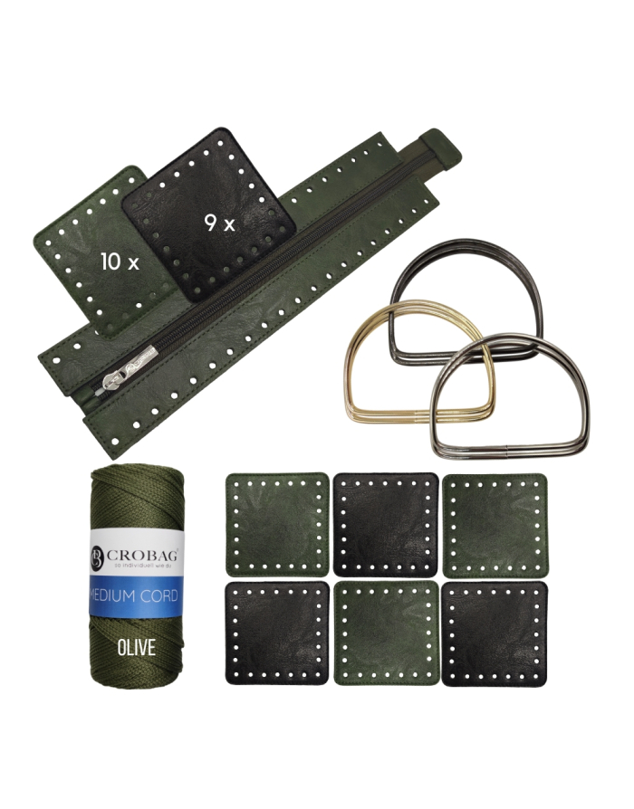 Häkelset für Tasche Patrizia in grün mit Medium Cord Garn