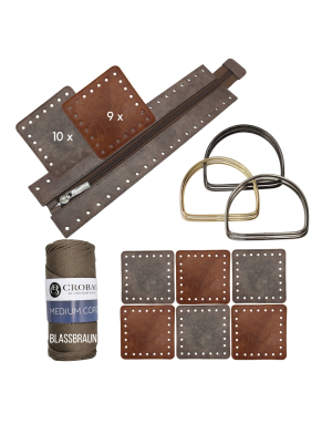 Häkelset für Tasche Patrizia in lilabraun mit Medium Cord Garn