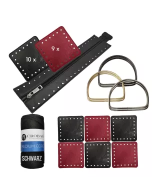 Häkelset für Tasche Patrizia in schwarz mit Medium Cord Garn