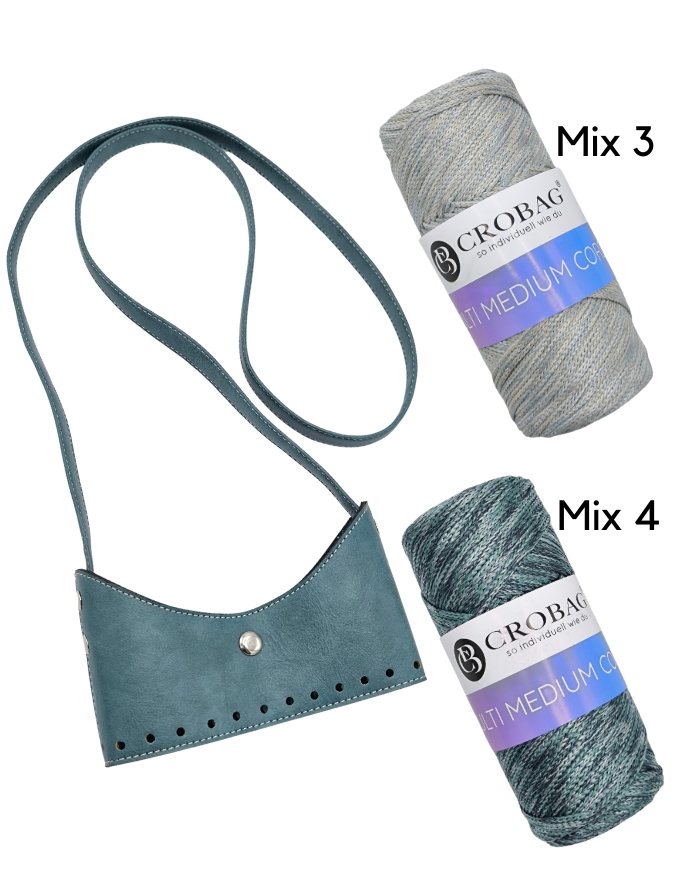 Häkelset für Tasche Ivy in petrol mit Multi Medium Cord Garn