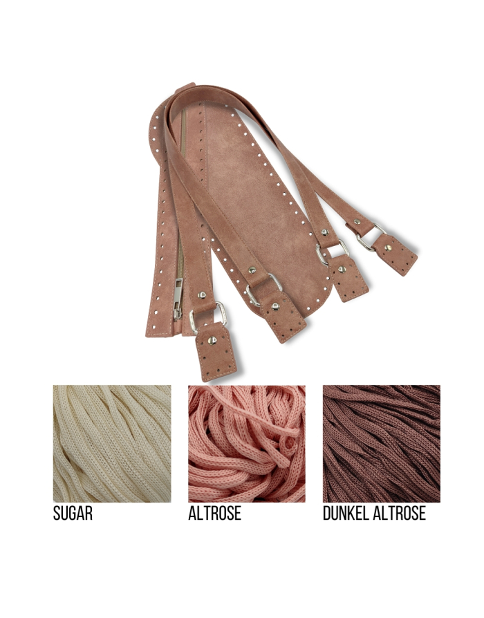 Häkelset für Tasche Tabea in altrose mit Soft Ribbon Garn