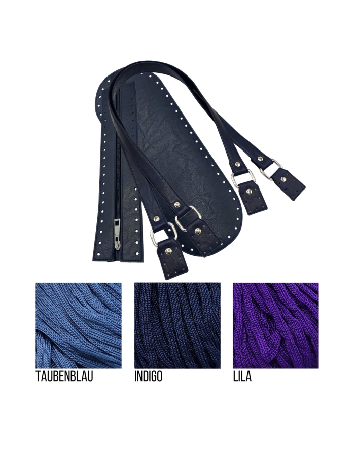 Häkelset für Tasche Tabea in blau mit Soft Ribbon Garn