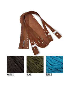 Häkelset für Tasche Tabea in cognac mit Soft Ribbon Garn