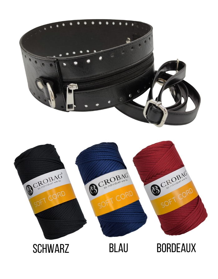 Häkelset für Tasche Barbara in schwarz mit Soft Cord Garn