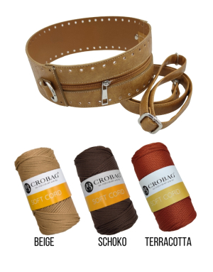 Häkelset für Tasche Barbara in camel mit Soft Cord Garn