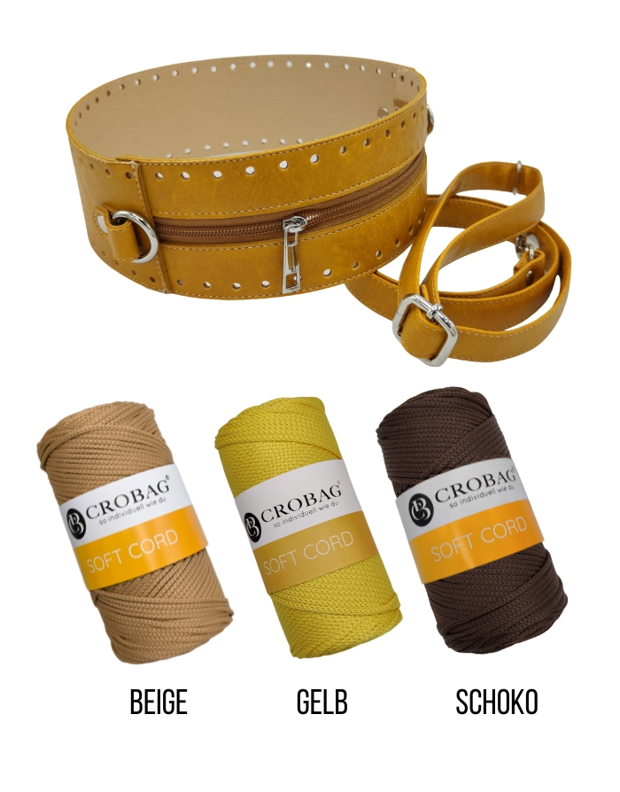 Häkelset für Tasche Barbara in mais mit Soft Cord Garn