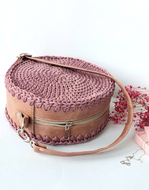 Häkelset für Tasche Barbara in granatapfel mit Soft Cord Garn