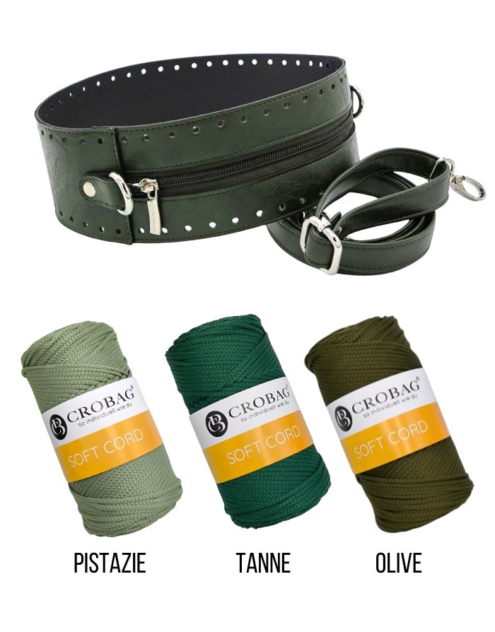 Häkelset für Tasche Barbara in grün mit Soft Cord Garn