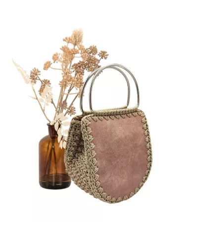 Häkelset für Tasche Lea in macchiato mit Medium Cord in antikgold