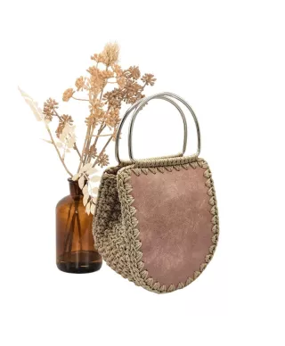 Häkelset für Tasche Lea in macchiato mit Medium Cord in antikgold