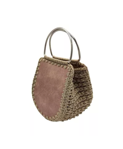 Häkelset für Tasche Lea in macchiato mit Medium Cord in antikgold