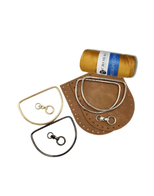 Häkelset für Tasche Lea in macchiato mit Medium Cord in antikgold