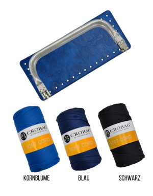 Häkelset für Tasche Grace in himmelblau mit Soft Cord Garn