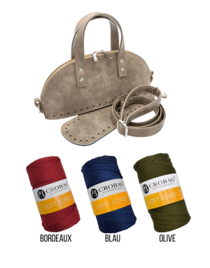 Häkelset für Tasche Sonja in graubeige mit Soft Cord Garn
