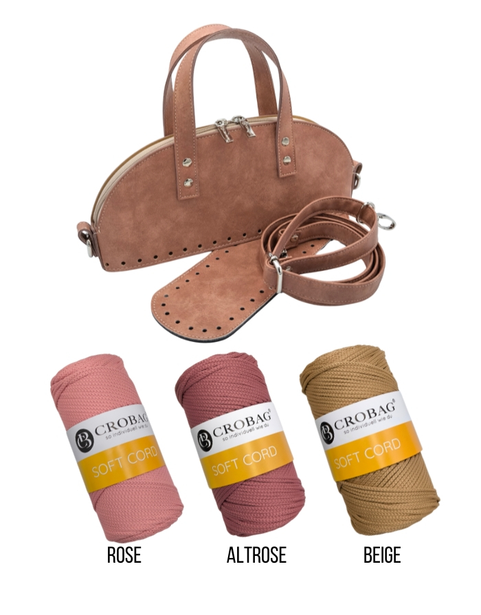 Häkelset für Tasche Sonja in altrose mit Soft Cord Garn