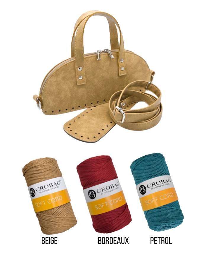 Häkelset für Tasche Sonja in beige mit Soft Cord Garn