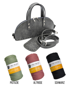 Häkelset für Tasche Sonja in grau mit Soft Cord Garn