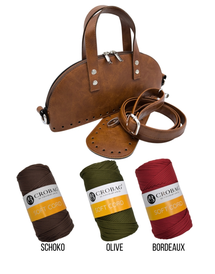 Häkelset für Tasche Sonja in coffee mit Soft Cord Garn